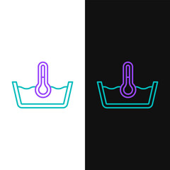Line Temperature wash icon isolated on white and black background. Temperature wash. Colorful outline concept. Vector