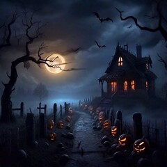 Beautiful halloween night scene