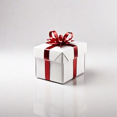 Obraz premium White gift box with ribbon