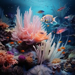 Fototapeta na wymiar fish in aquarium, fish in depth of the sea, fish in the ocean