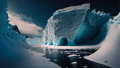 Zelfklevend Fotobehang North Pole landscape of glaciers and icebergs. © Hanna