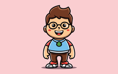 character of a person with a smile vector illustration
