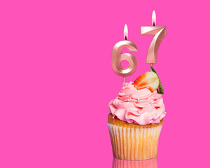 Birthday Cupcake With Candle Number 67