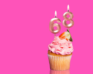 Birthday Cupcake With Candle Number 68