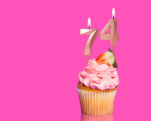 Birthday Cupcake With Candle Number 74