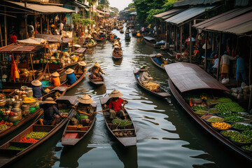Goods at Bangkok's Floating Market - obrazy, fototapety, plakaty