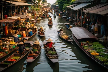 Zelfklevend Fotobehang Goods at Bangkok's Floating Market © Bojan