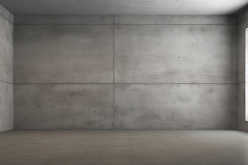 Empty Room with Concrete Walls and Windows. Generative Ai
