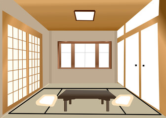This interior design is show the design of Japanese living room or bed room for background and interior design concept