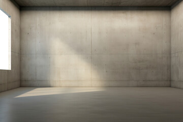 Empty Room with Concrete Walls and Windows. Generative Ai