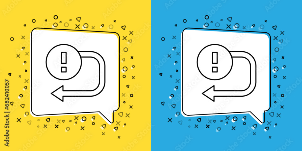 Poster set line arrow icon isolated on yellow and blue background. direction arrowhead symbol. navigation p