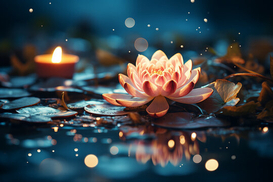 Generative AI picture of beautiful lotus flower meditation yoga concept