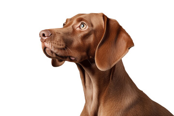 Fototapeta premium A majestic vizsla with a liver-colored coat gazes up with devoted eyes, embodying the loyalty and companionship of a beloved pet, seamless background