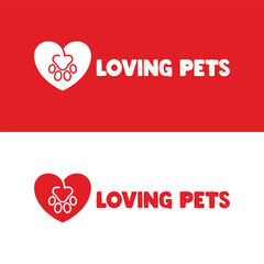 loving Heart pets paw Logo Design