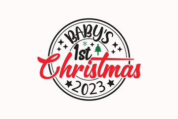 Fototapeta na wymiar Baby's First Christmas 2024 EPS Christmas T-shirt Design