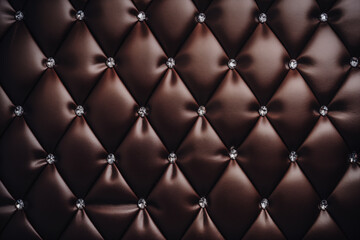 dark brown leather upholstery with diamond pattern