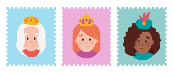 Cute Stamps packs of the wise women. The three Queen of orient, Melchiora, Gasparda and Balthazara