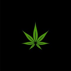 Marijuana leaf icon isolated on black background. Growing Medical Marijuana.