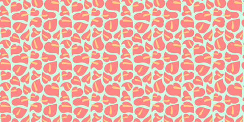 Flat tropical flowers seamless pattern background collection pink hawaiian Anthuriums