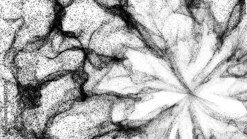 Poster technological background. a halftone grid of particles. a wave of matter. interlacing of stripes, do