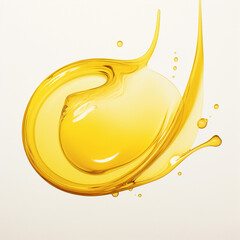 yellow oil droplet falling on to a white background created with Generative Ai