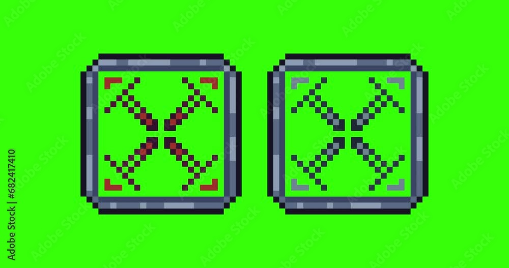 Poster green screen of sign , fullscreen bits pixel slowly appeared and dissappeared. simple animation from