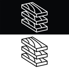 Lumber icon Vector, Black and White Version Design Template