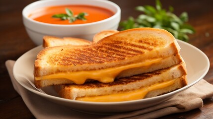 an image of a bowl of creamy tomato soup with a grilled cheese sandwich