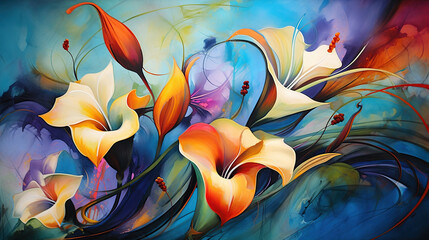 Painting of colorful flowers