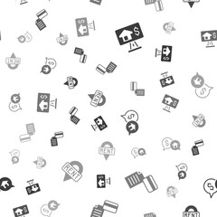 Set Online real estate, Credit card, Price negotiation and Location key on seamless pattern. Vector