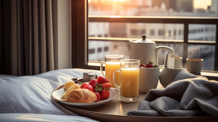 Focus on fruit. In a hotel room with fruit, place a tray on the bed to welcome the arrival of VIP guests.