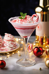 Candy Cane Rimmed Peppermint Martini