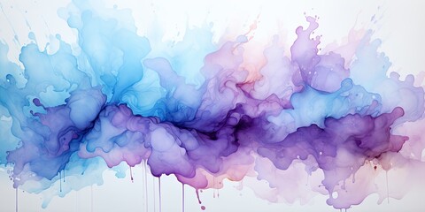 A painting of a blue and purple cloud. Abstract painted background, panoramic banner.