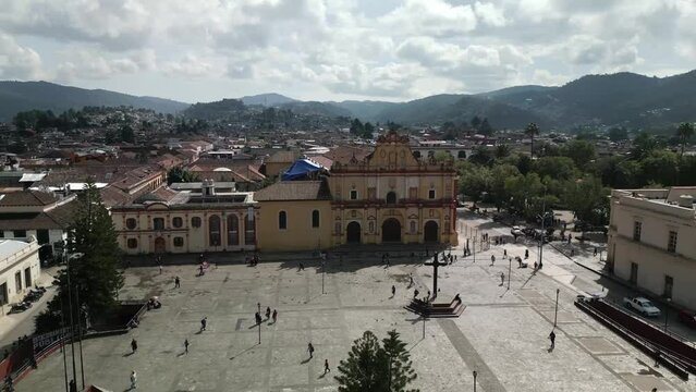 Main square aerial view of san Cristobal de las casas chiapas mexico colonial