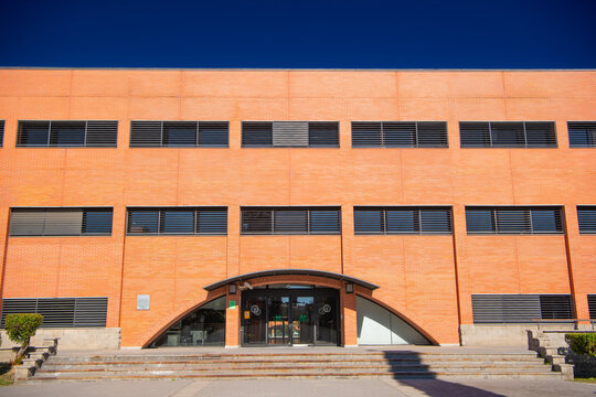 Getafe, Madrid, Spain 11-19-2023, Carlos III Madrid University with a view on the Getafe Campus which holds the School of Law, Social Sciences, High quality photo
