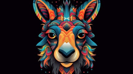 a hip colorful Llama head design with a futuristic.Generative AI