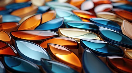 Colorful Glass Pieces in Wave-Like Pattern