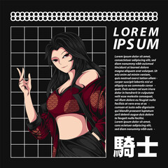 anime illustration streetwear design template