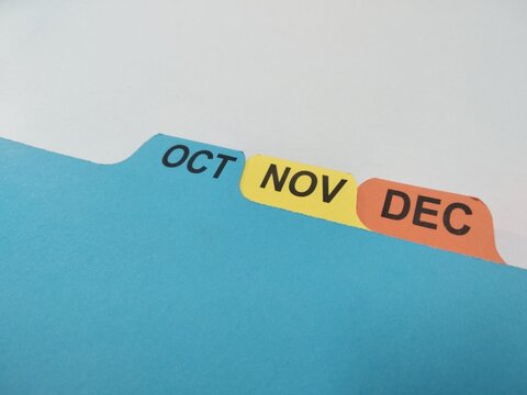 last three month of the year colorful folder divider 