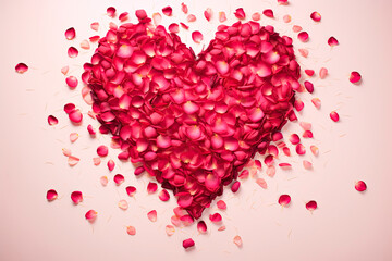 heart background made with rose petals - obrazy, fototapety, plakaty