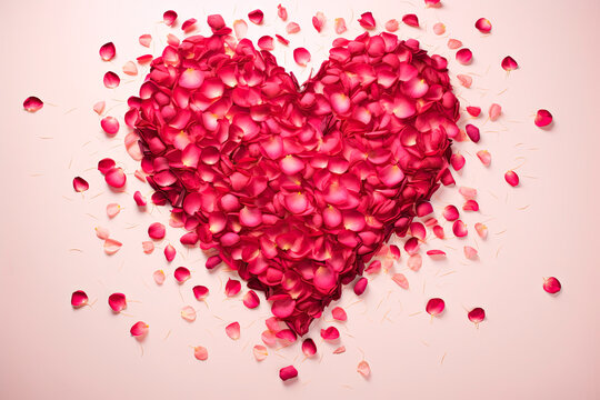 heart background made with rose petals