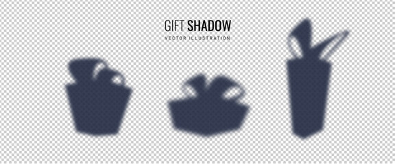 Silhouette gift in blurred style. Set of holiday gift box shadow elements. Vector illustration