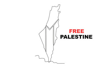 A map of Palestine. Palestine solidarity one-line drawing