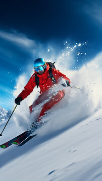 Professional skier skiing in the snow