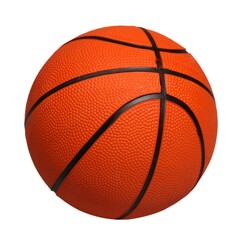 An orange basketball with a black stripe is isolated on a white background. A basketball to overlay on your photos