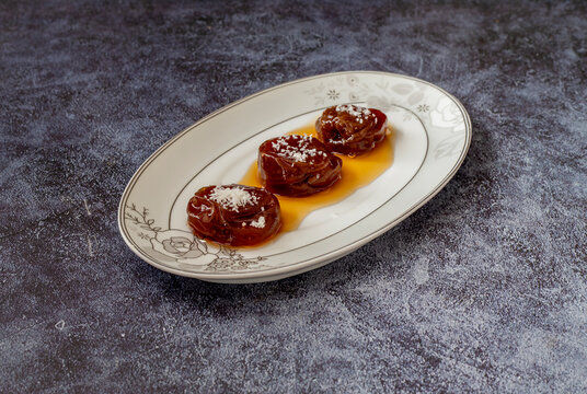 fig jam, Turkish dessert. (Turkish name; incir receli)