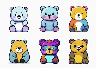 Cute bear cartoon character vector illustration