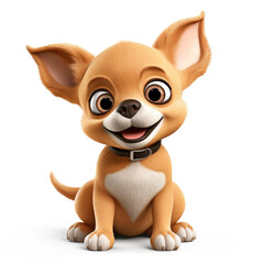 Fototapeta premium Cute Cartoon Chihuahua Isolated on a White Background