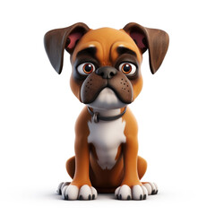 Naklejka premium Cute Cartoon Boxer Dog Isolated on a White Background