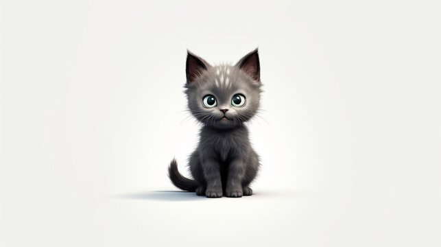 a little kitty with wide eyes sitting next to a white.Generative AI